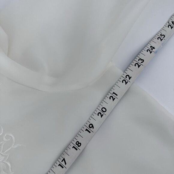 Vintage Karen Scott Button Up Blouse Fancy Collar Embroidered Ivory Womens Large - Picture 11 of 12